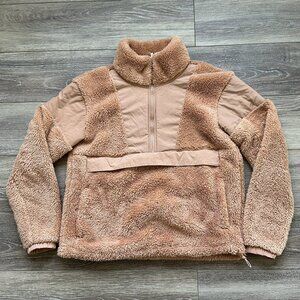 VS PINK Women's Teddy Sherpa Pullover Half Zip Cozy Jacket